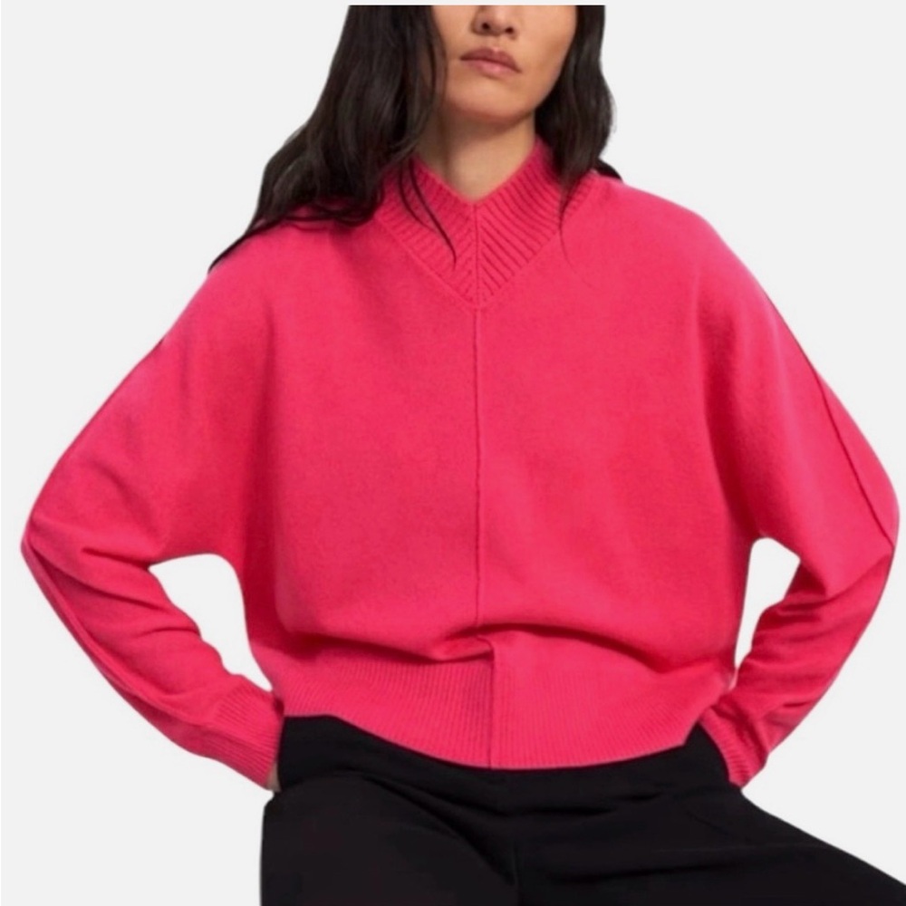 THEORY High Neck Pullover Atlas Cashmere Sweater - size Medium- color Hot Pink